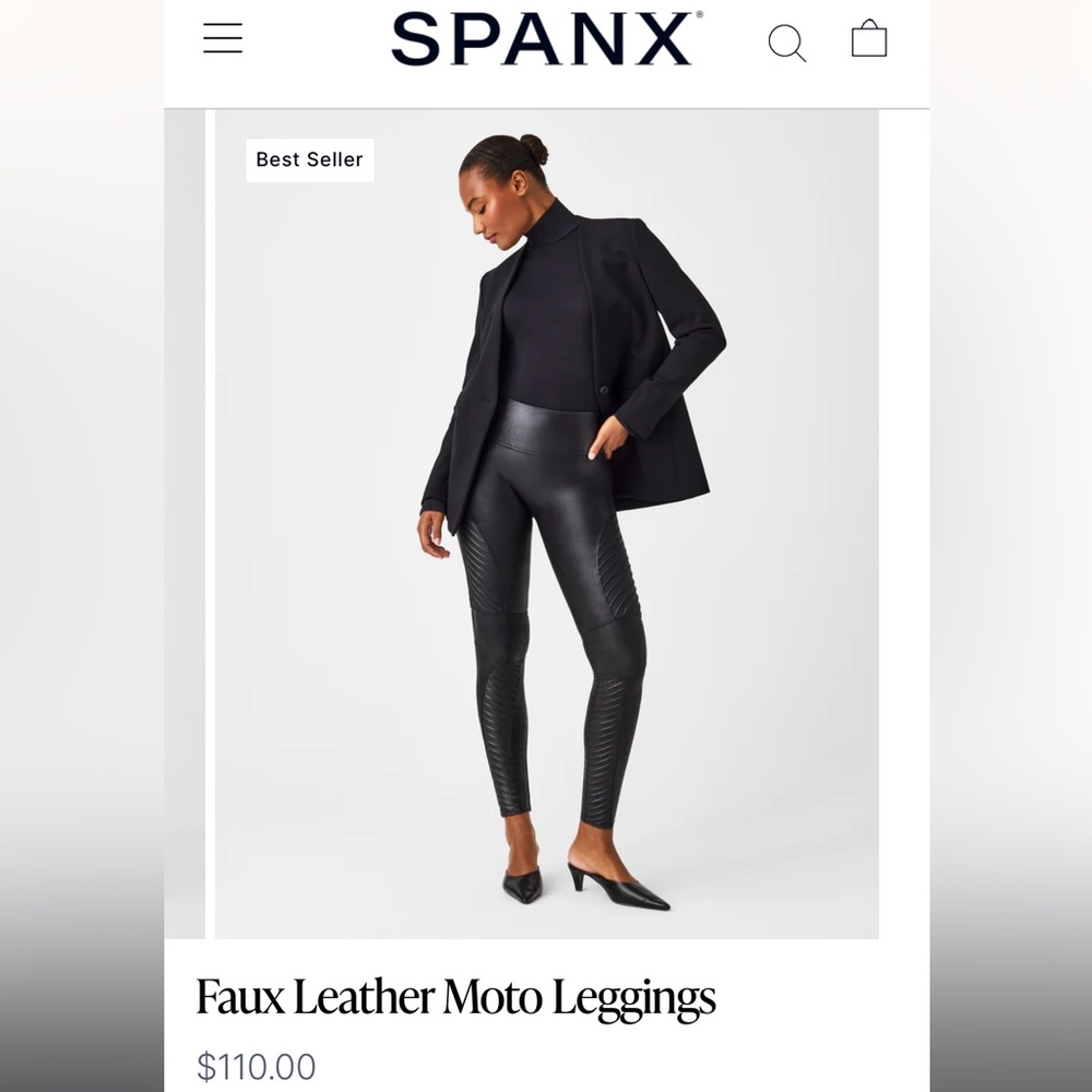 SPANX Faux Leather Moto Leggings - medium